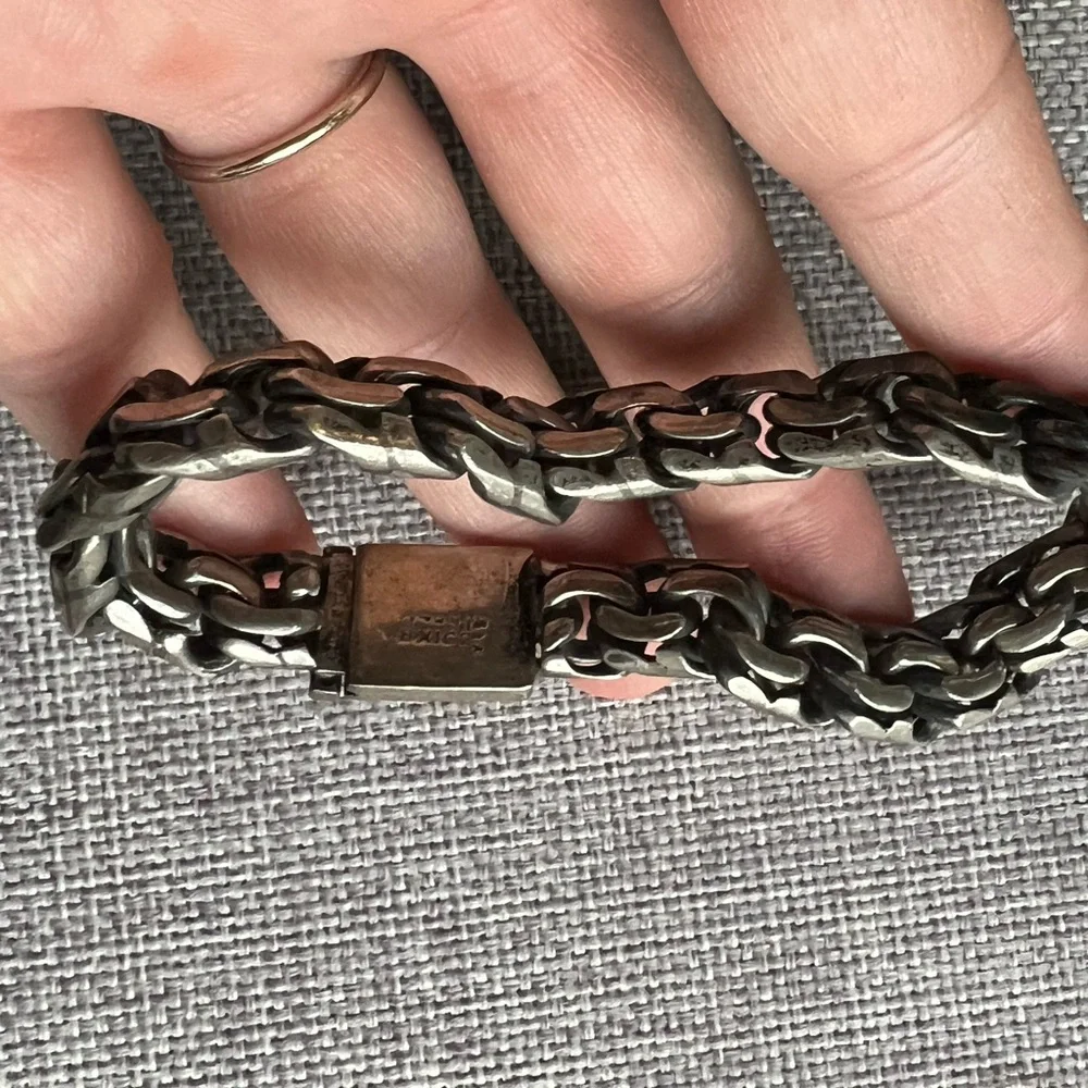Vintage Sterling Silver Chain Bracelet 8.5in 66.6g Mexico